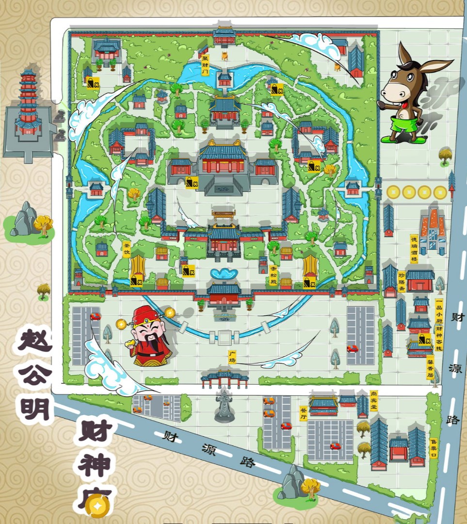 平泉寺庙类手绘地图